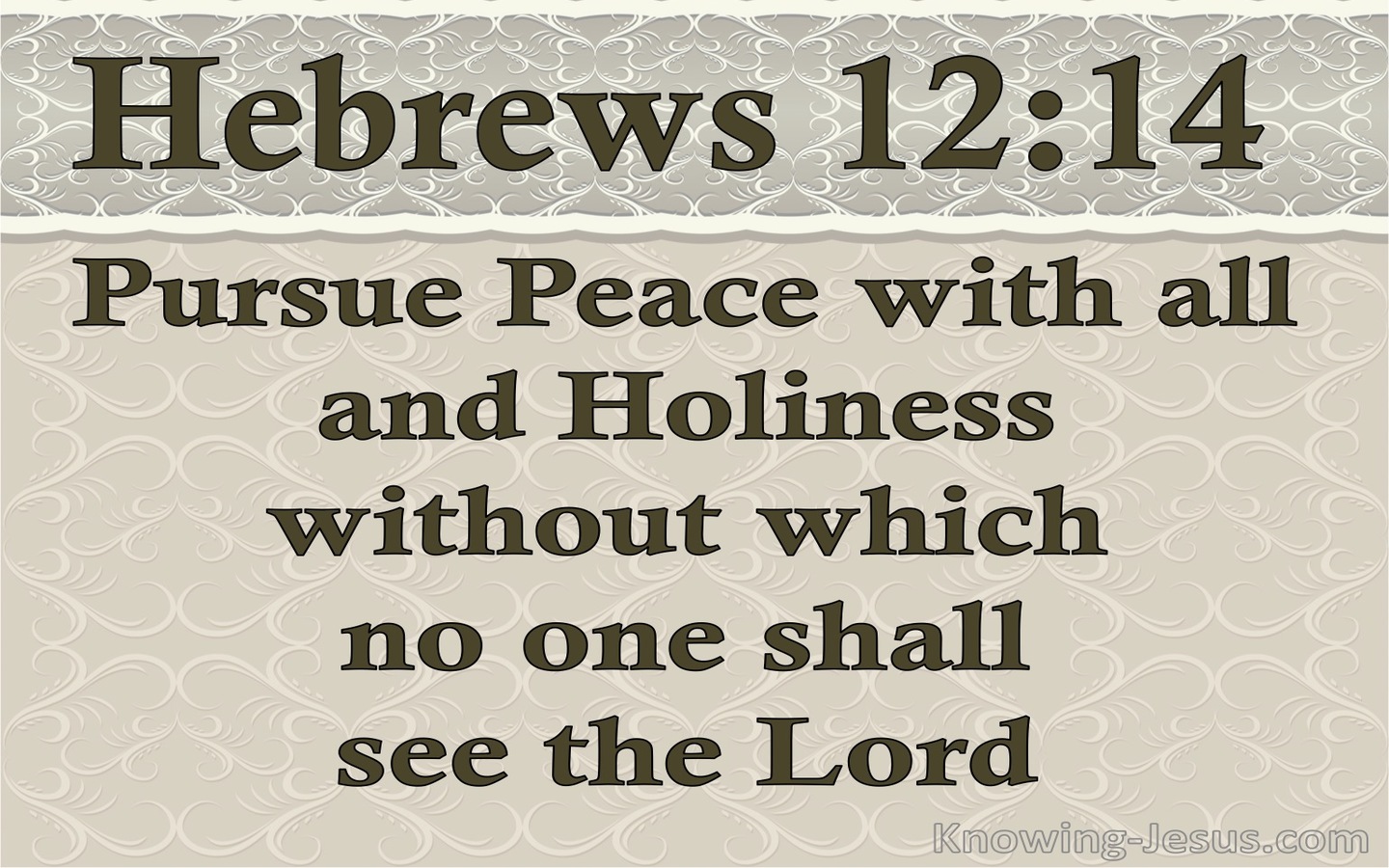 Hebrews 12:14 Pursue Peace And Holiness (beige)